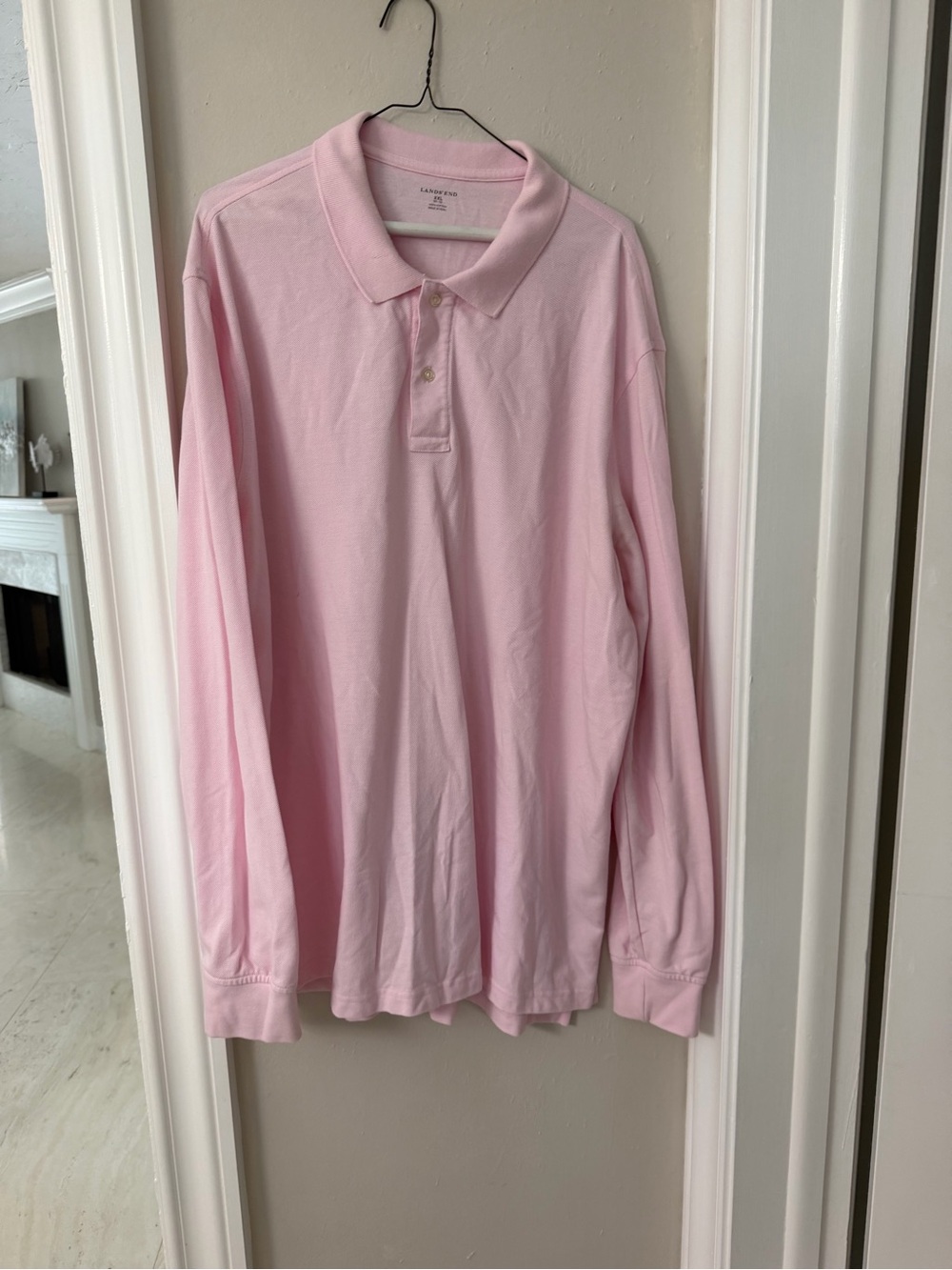 Long Sleeve Pink Polo Shirt